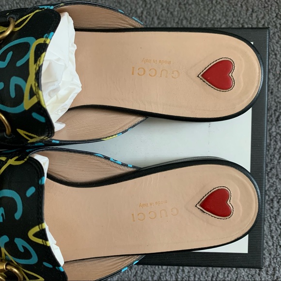 GUCCI Princetown Mules in Graffiti Pattern - Picture 4 of 9